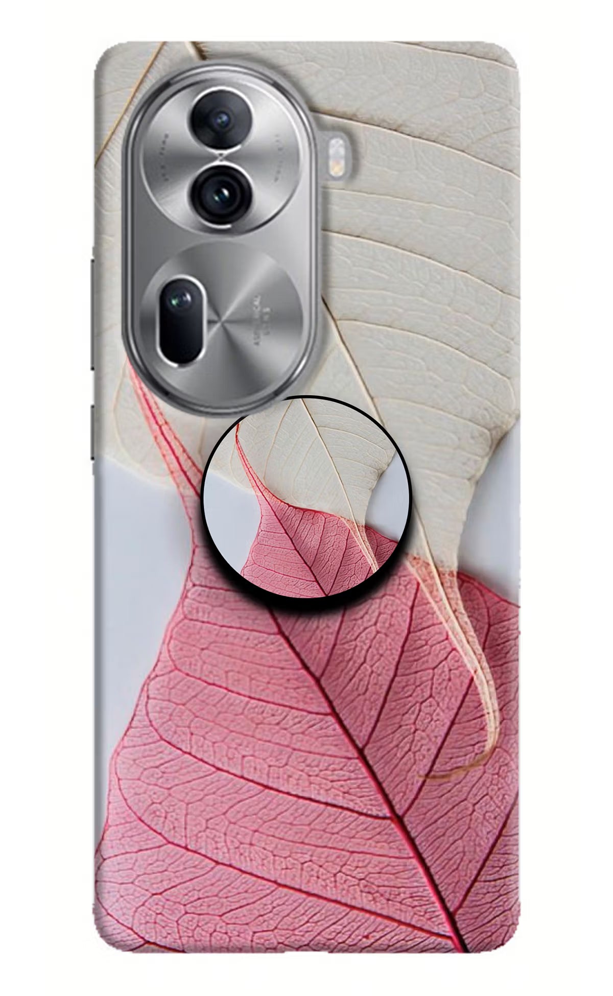 White Pink Leaf Oppo Reno11 Pro 5G Pop Case by Casekaro