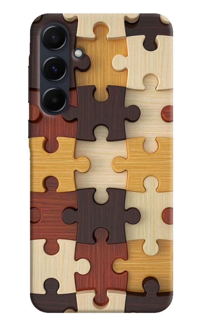 Wooden Puzzle Samsung A35 5G Hard Case Back Cover by Casekaro