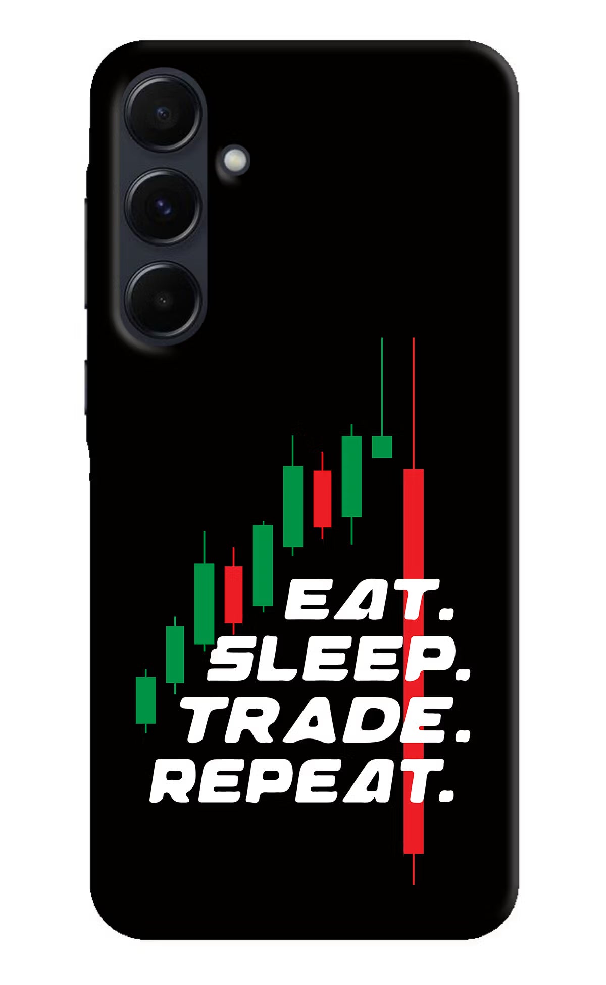 Eat Sleep Trade Repeat Samsung A35 5G Hard Case Back Cover by Casekaro