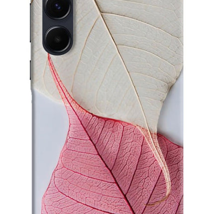 White Pink Leaf Samsung A35 5G Hard Case Back Cover by Casekaro