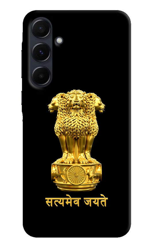 Satyamev Jayate Golden Samsung A35 5G Hard Case Back Cover by Casekaro