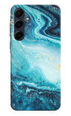 Blue Glitter Marble Samsung A35 5G Hard Case Back Cover by Casekaro