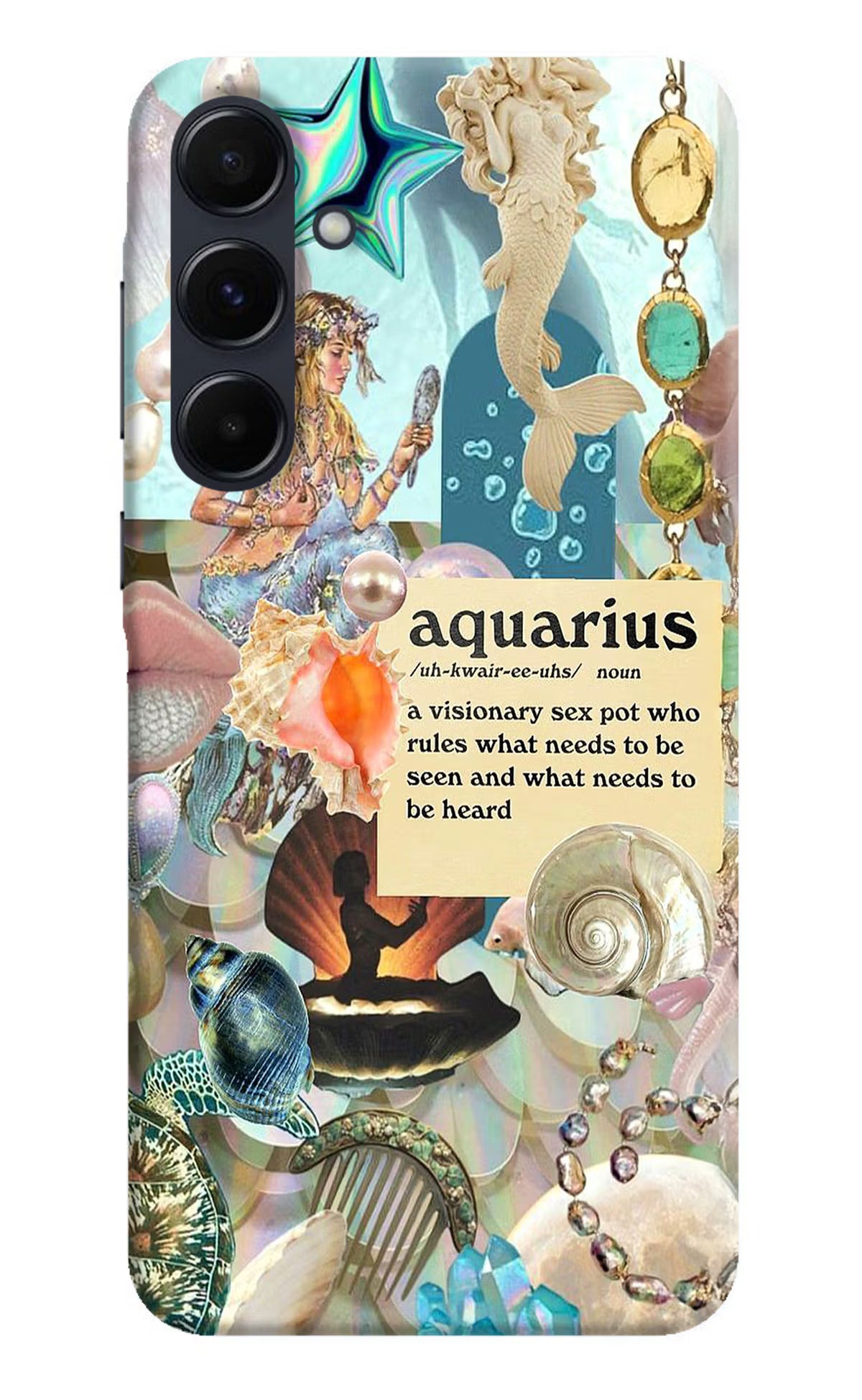 Aquarius Zodiac Samsung A35 5G Hard Case Back Cover by Casekaro