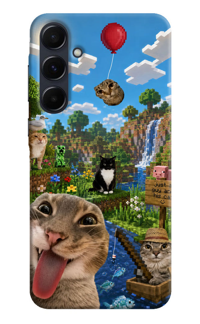 Minecraft Cat Chaos Samsung A35 5G Hard Case Back Cover by Casekaro