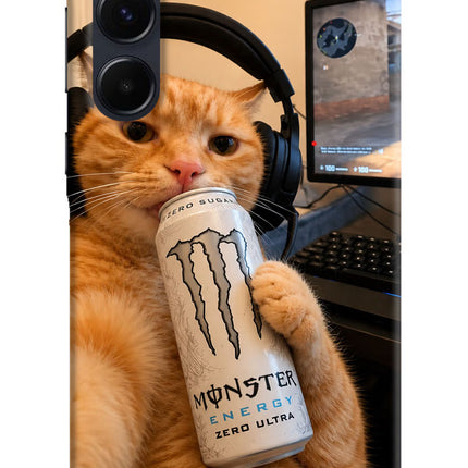 Gamer Cat Energy Samsung A35 5G Hard Case Back Cover by Casekaro