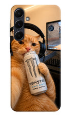Gamer Cat Energy Samsung A35 5G Hard Case Back Cover by Casekaro