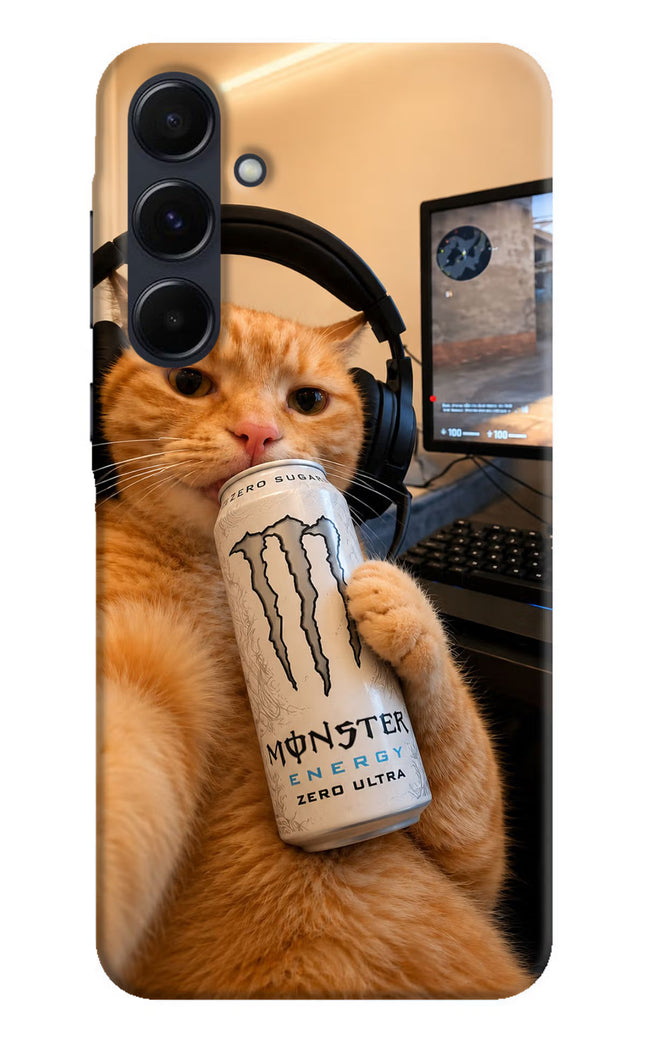 Gamer Cat Energy Samsung A35 5G Hard Case Back Cover by Casekaro