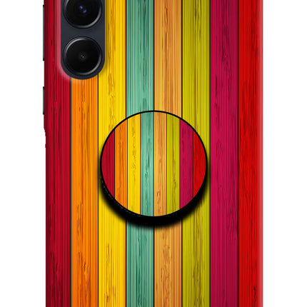Multicolor Wooden Samsung A35 5G Pop Case by Casekaro
