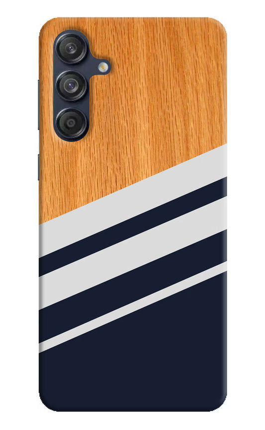Blue and white wooden Samsung M55 5G Hard Case Back Cover by Casekaro