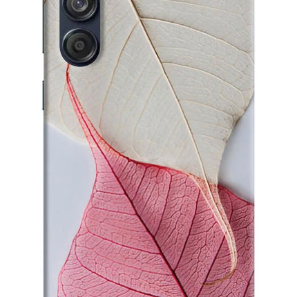 White Pink Leaf Samsung M55 5G Hard Case Back Cover by Casekaro