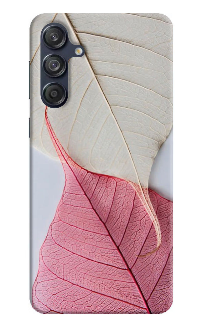 White Pink Leaf Samsung M55 5G Hard Case Back Cover by Casekaro