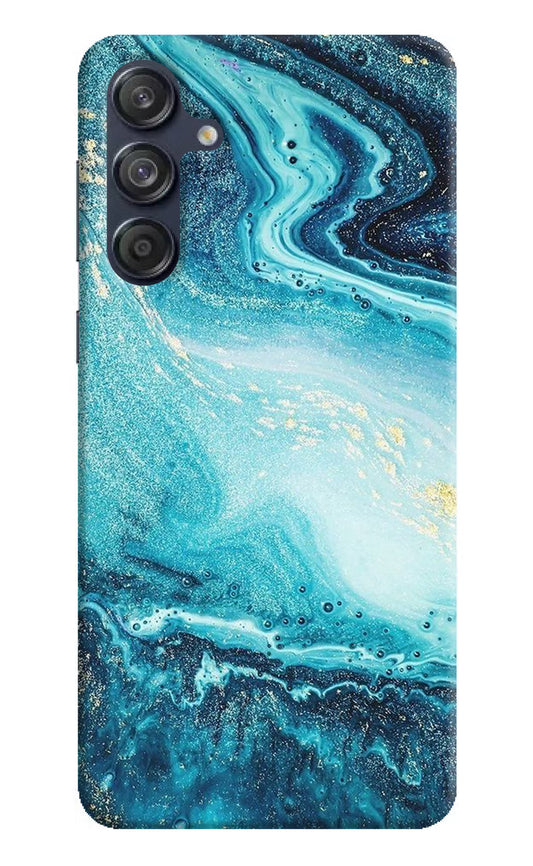 Blue Glitter Marble Samsung M55 5G Hard Case Back Cover by Casekaro