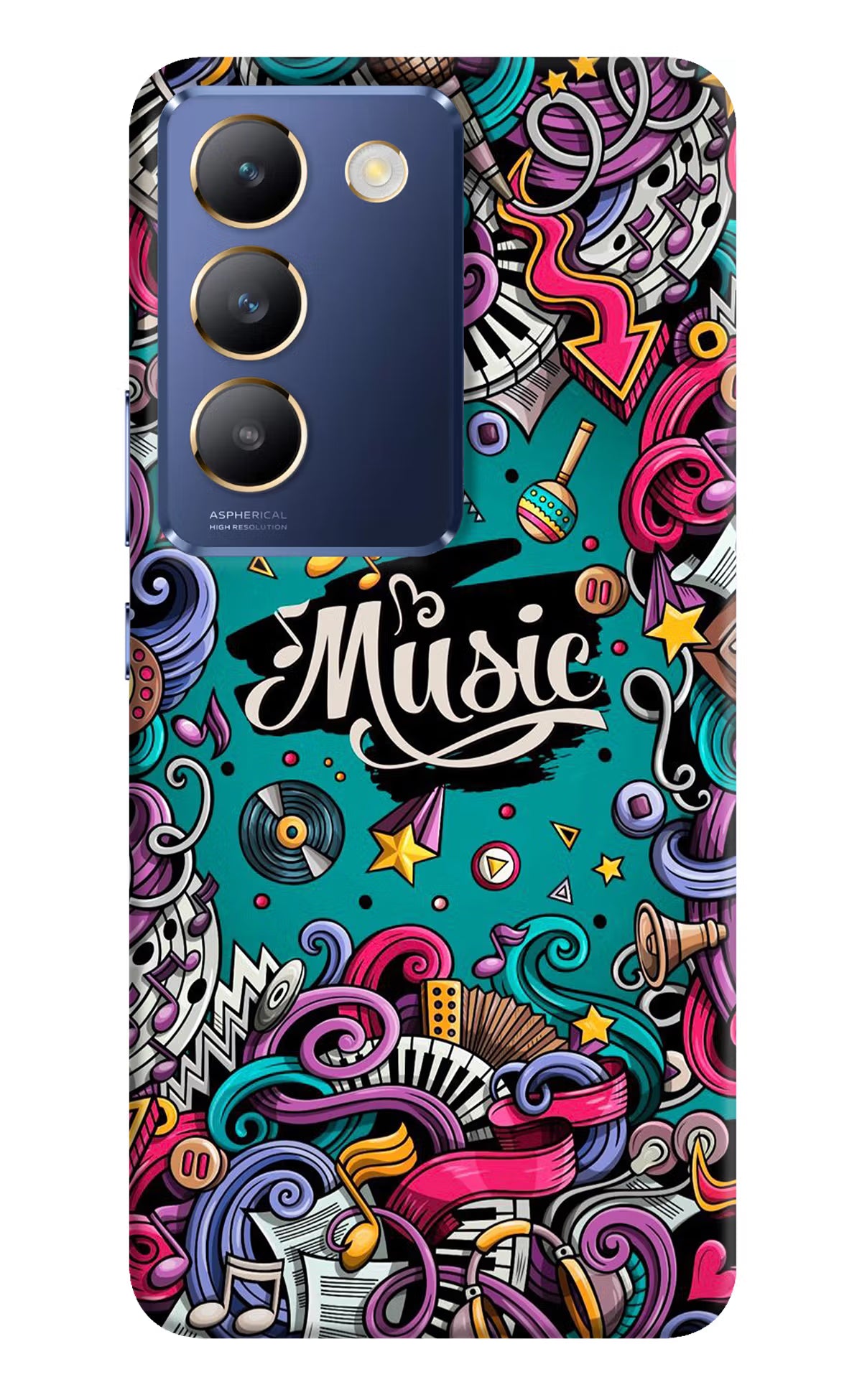 Music Graffiti Vivo Y200E 5G/T3 5G Hard Case Back Cover by Casekaro