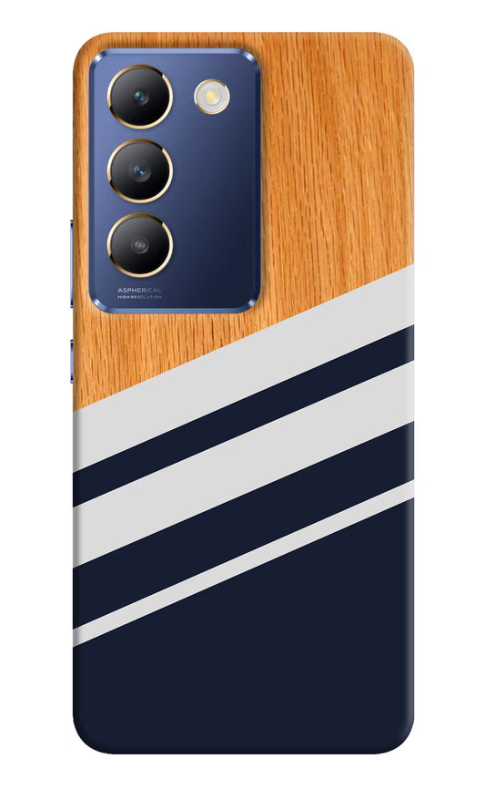 Blue and white wooden Vivo Y200E 5G/T3 5G Hard Case Back Cover by Casekaro