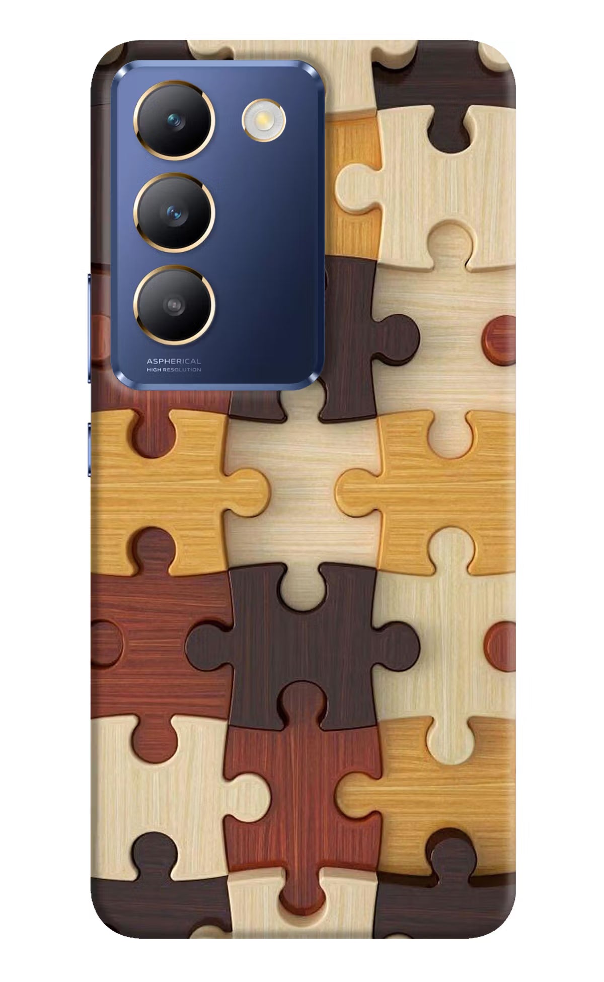 Wooden Puzzle Vivo Y200E 5G/T3 5G Hard Case Back Cover by Casekaro