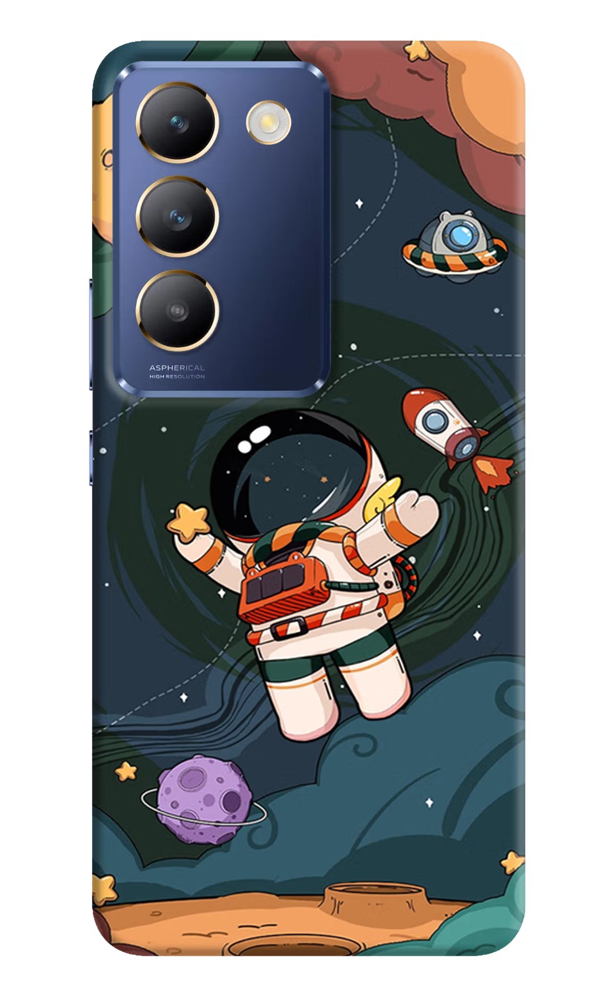 Cartoon Astronaut Vivo Y200E 5G/T3 5G Hard Case Back Cover by Casekaro