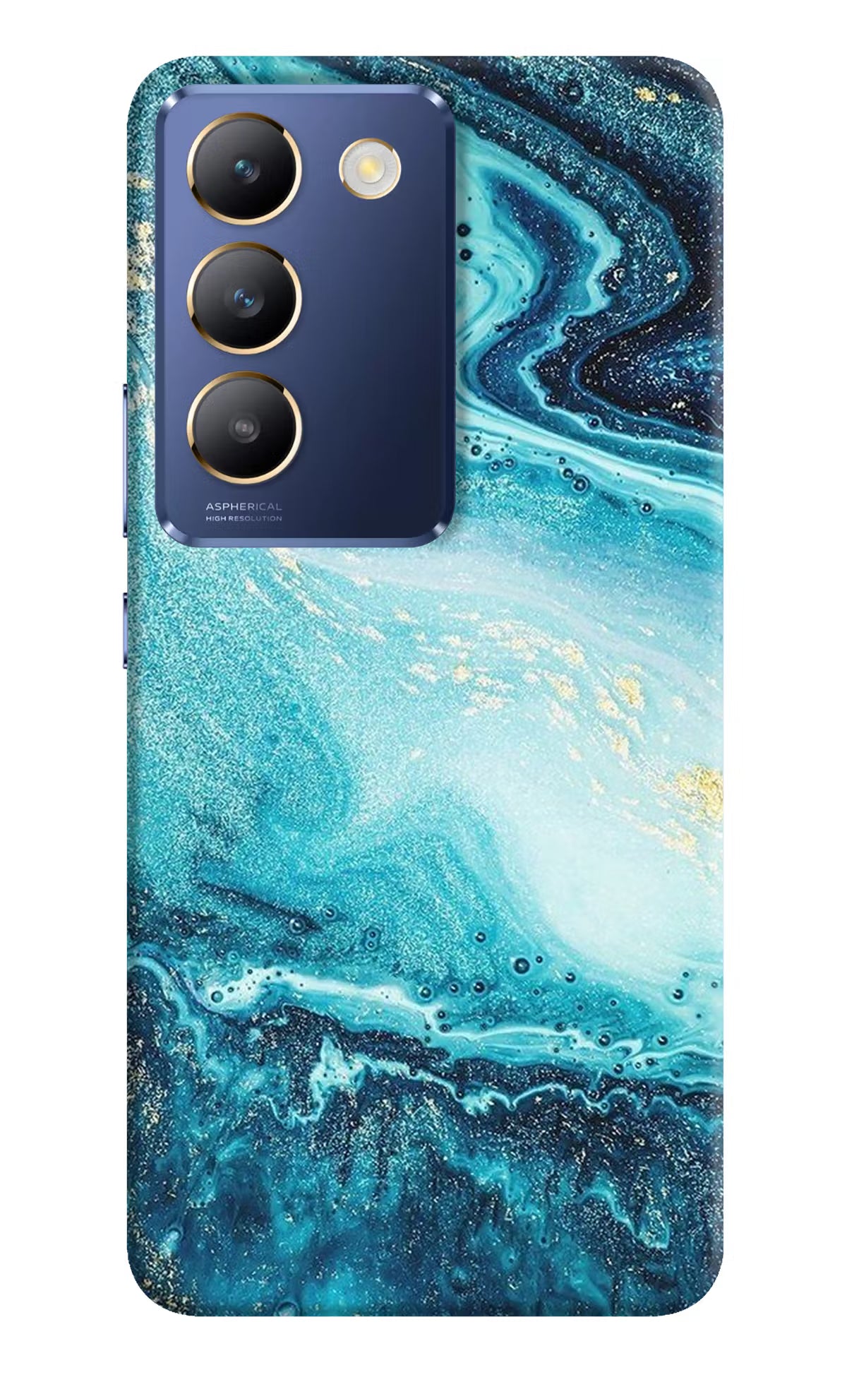 Blue Glitter Marble Vivo Y200E 5G/T3 5G Hard Case Back Cover by Casekaro