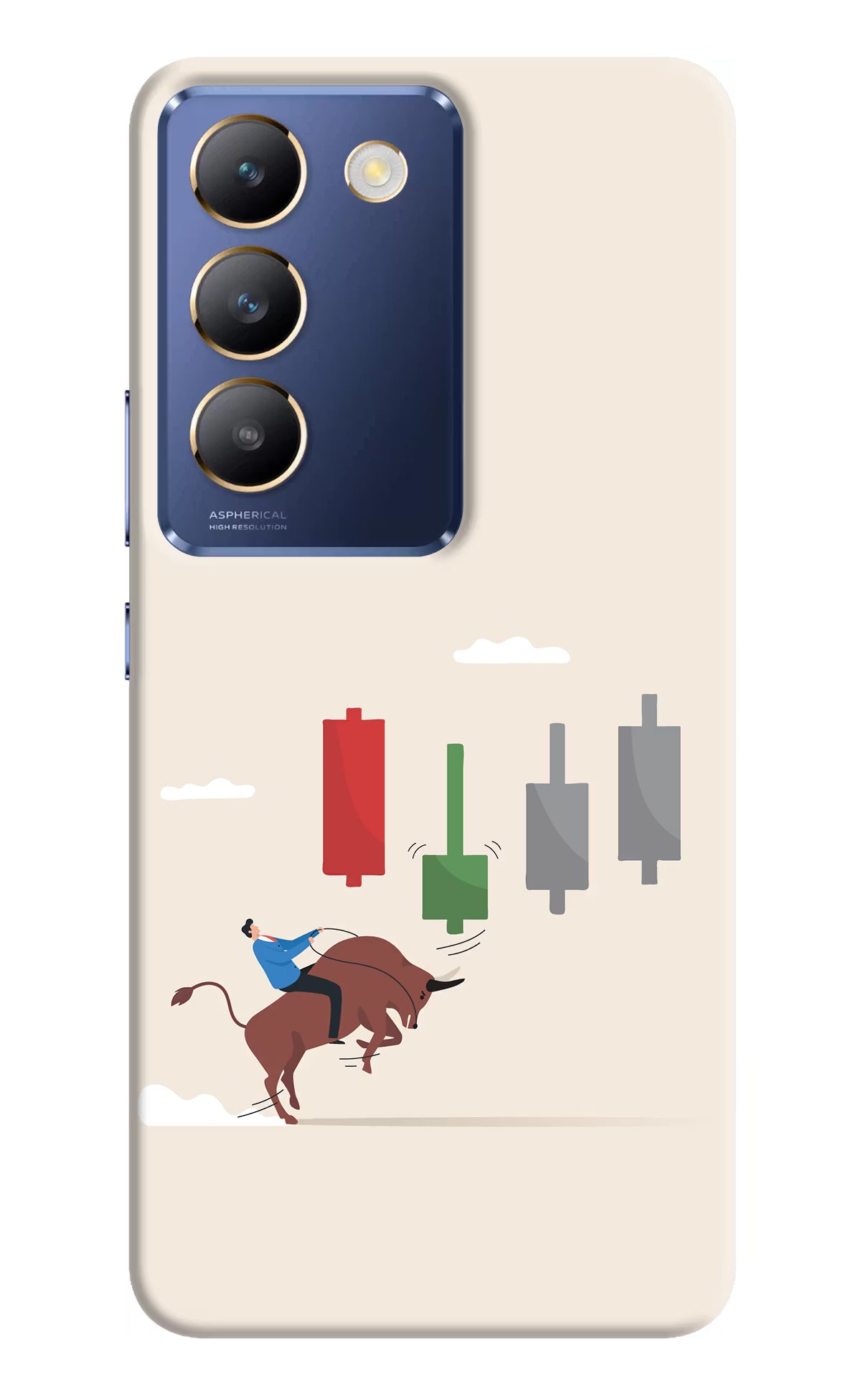 Bull Trading Momentum Vivo Y200E 5G/T3 5G Hard Case Back Cover by Casekaro