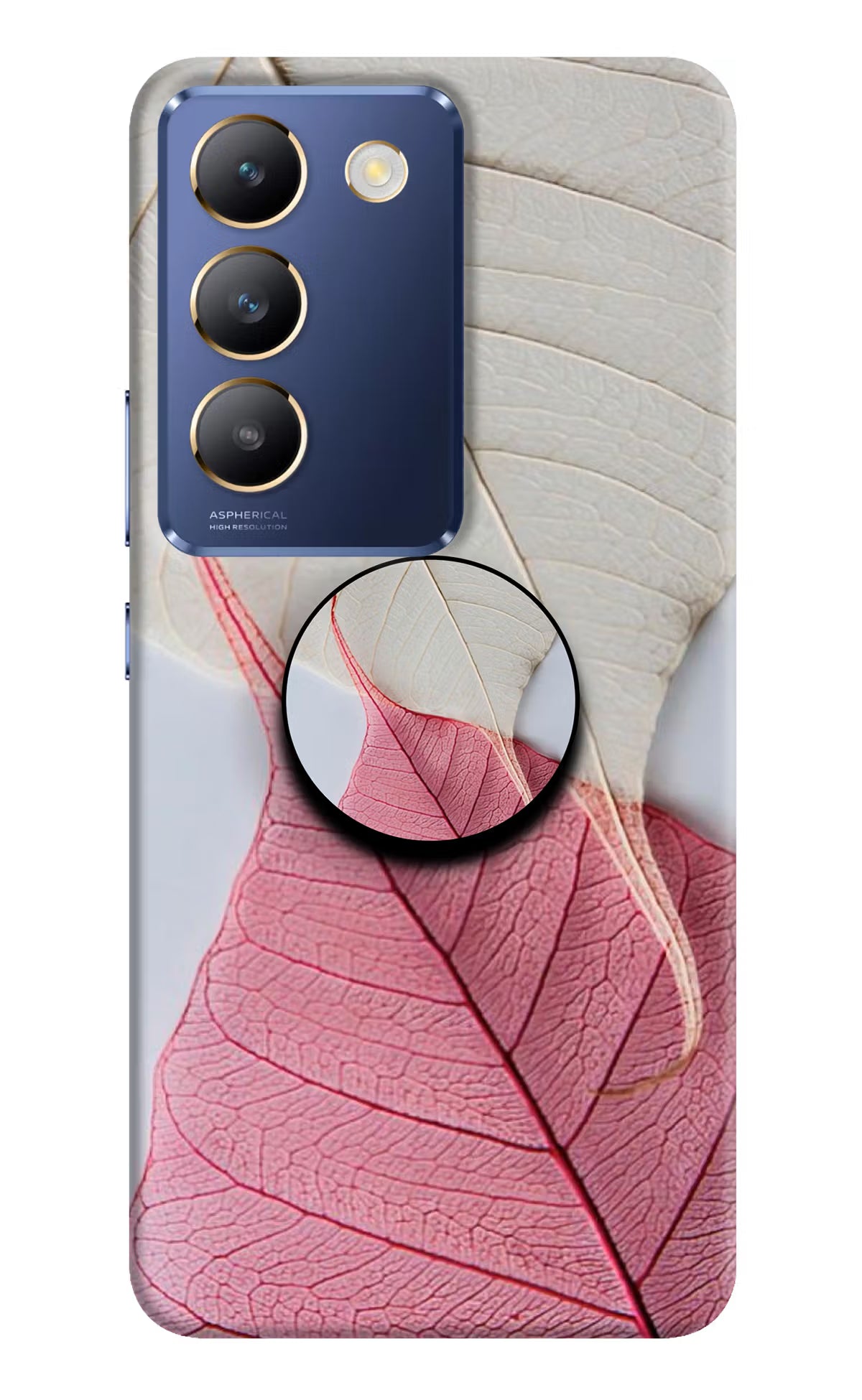 White Pink Leaf Vivo Y200E 5G/T3 5G Pop Case by Casekaro