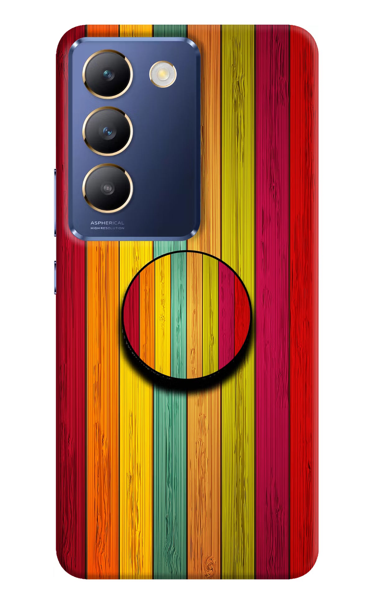 Multicolor Wooden Vivo Y200E 5G/T3 5G Pop Case by Casekaro