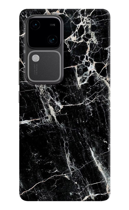 Black Marble Texture Vivo V30 5G Hard Case Back Cover by Casekaro