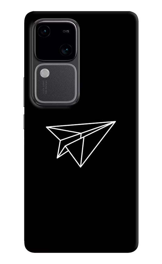 Paper Plane White Vivo V30 5G Hard Case Back Cover by Casekaro