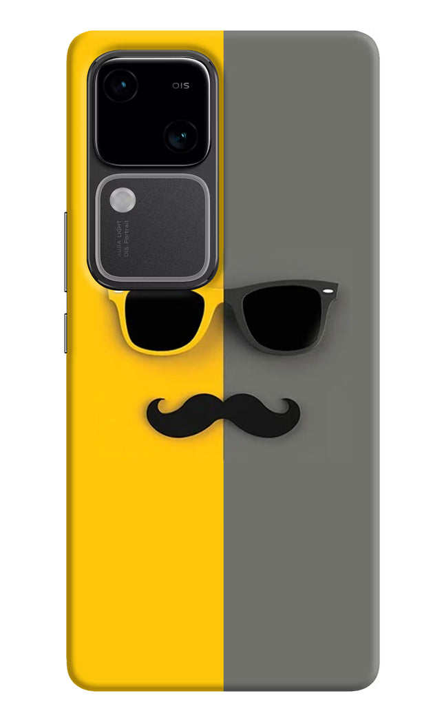 Sunglasses with Mustache Vivo V30 5G Hard Case Back Cover by Casekaro