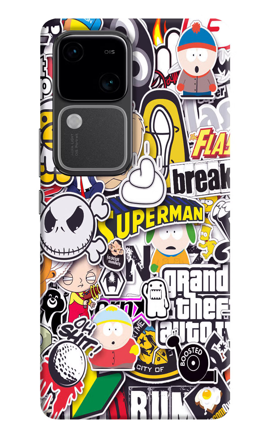 Sticker Bomb Vivo V30 5G Back Cover, Hard case
