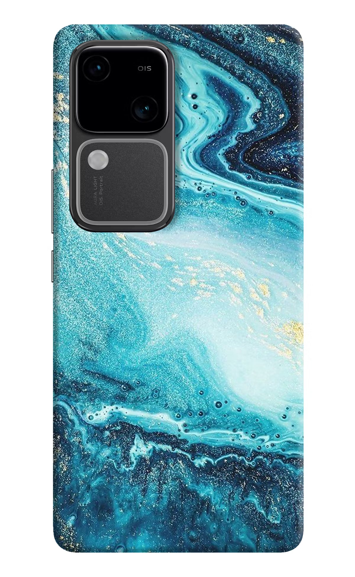 Blue Glitter Marble Vivo V30 5G Hard Case Back Cover by Casekaro