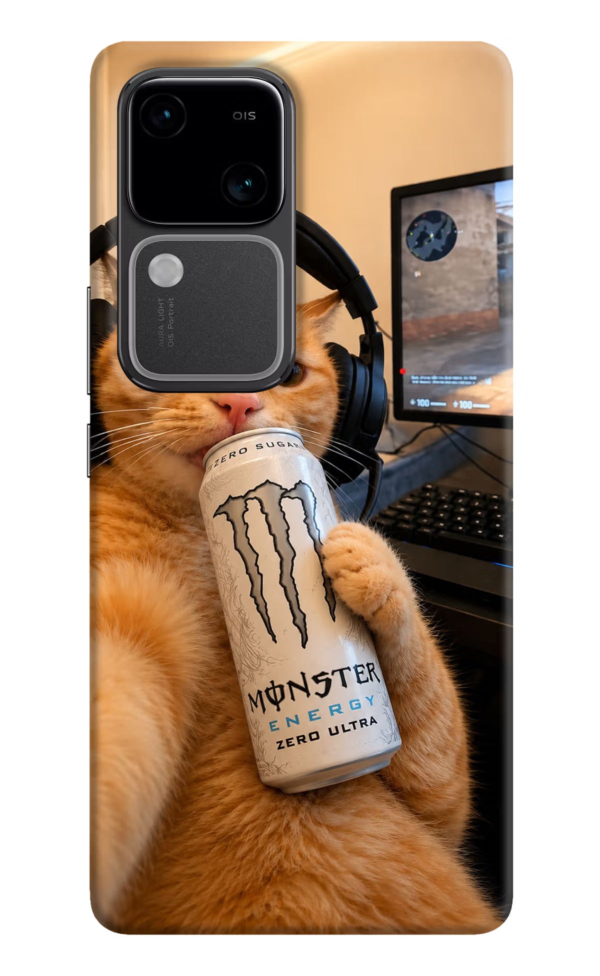Gamer Cat Energy Vivo V30 5G Back Cover