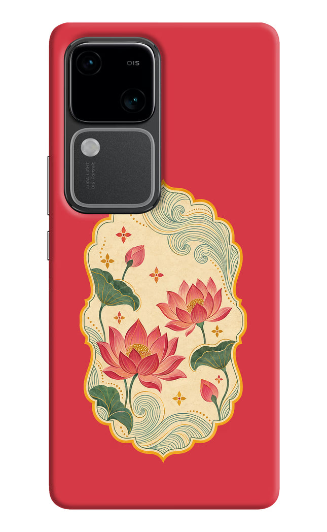Pink Lotus Vivo V30 5G Hard Case Back Cover by Casekaro