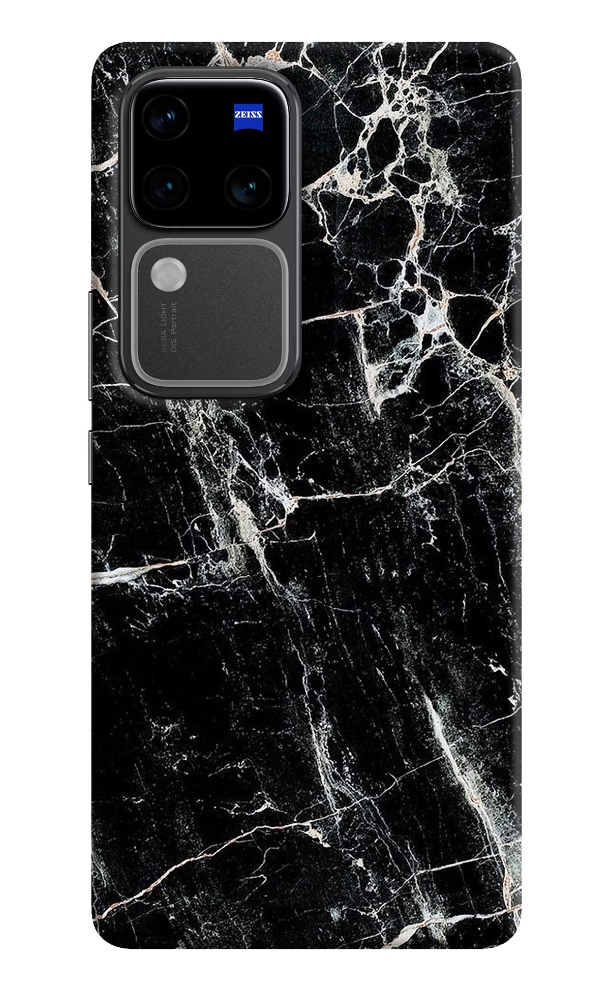 Black Marble Texture Vivo V30 Pro 5G Hard Case Back Cover by Casekaro