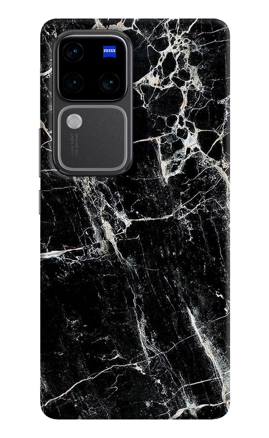 Black Marble Texture Vivo V30 Pro 5G Hard Case Back Cover by Casekaro