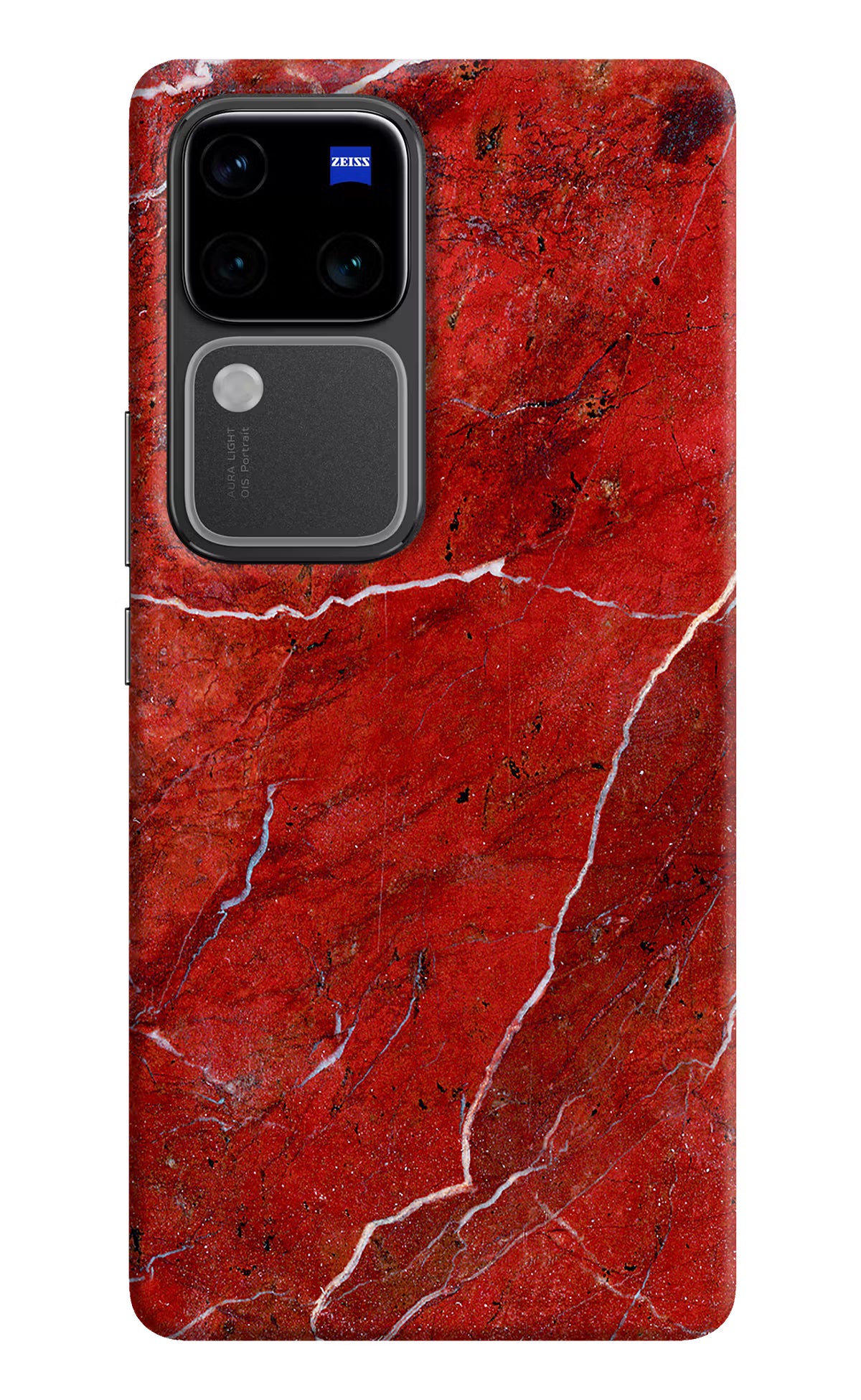 Red Marble Design Vivo V30 Pro 5G Hard Case Back Cover by Casekaro