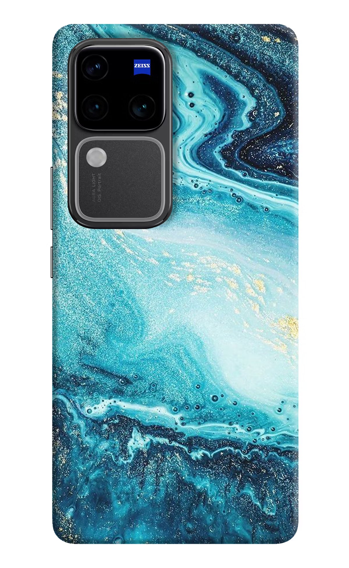 Blue Glitter Marble Vivo V30 Pro 5G Hard Case Back Cover by Casekaro