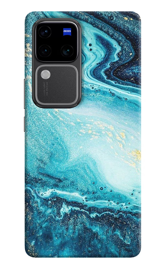 Blue Glitter Marble Vivo V30 Pro 5G Hard Case Back Cover by Casekaro