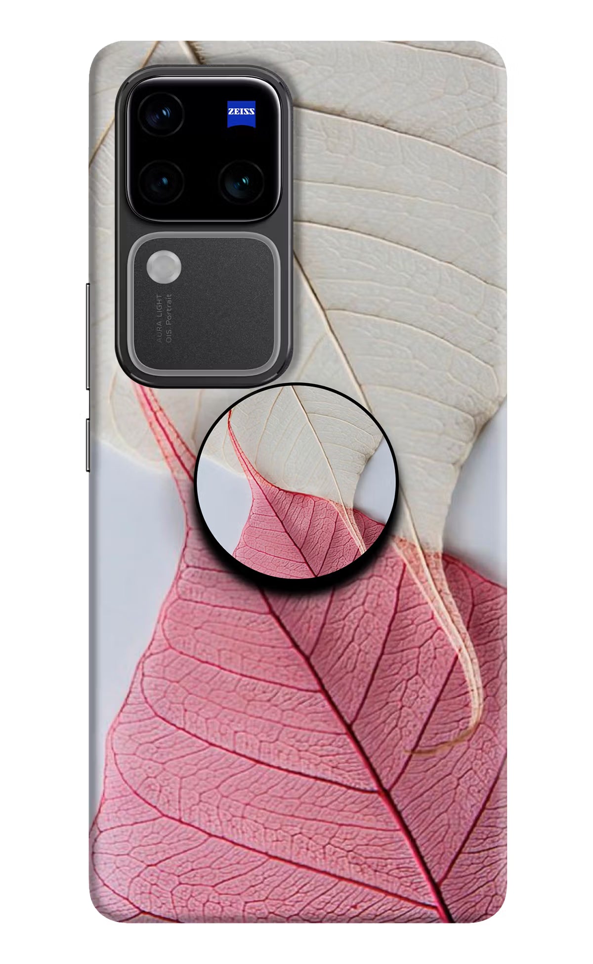 White Pink Leaf Vivo V30 Pro 5G Pop Case by Casekaro