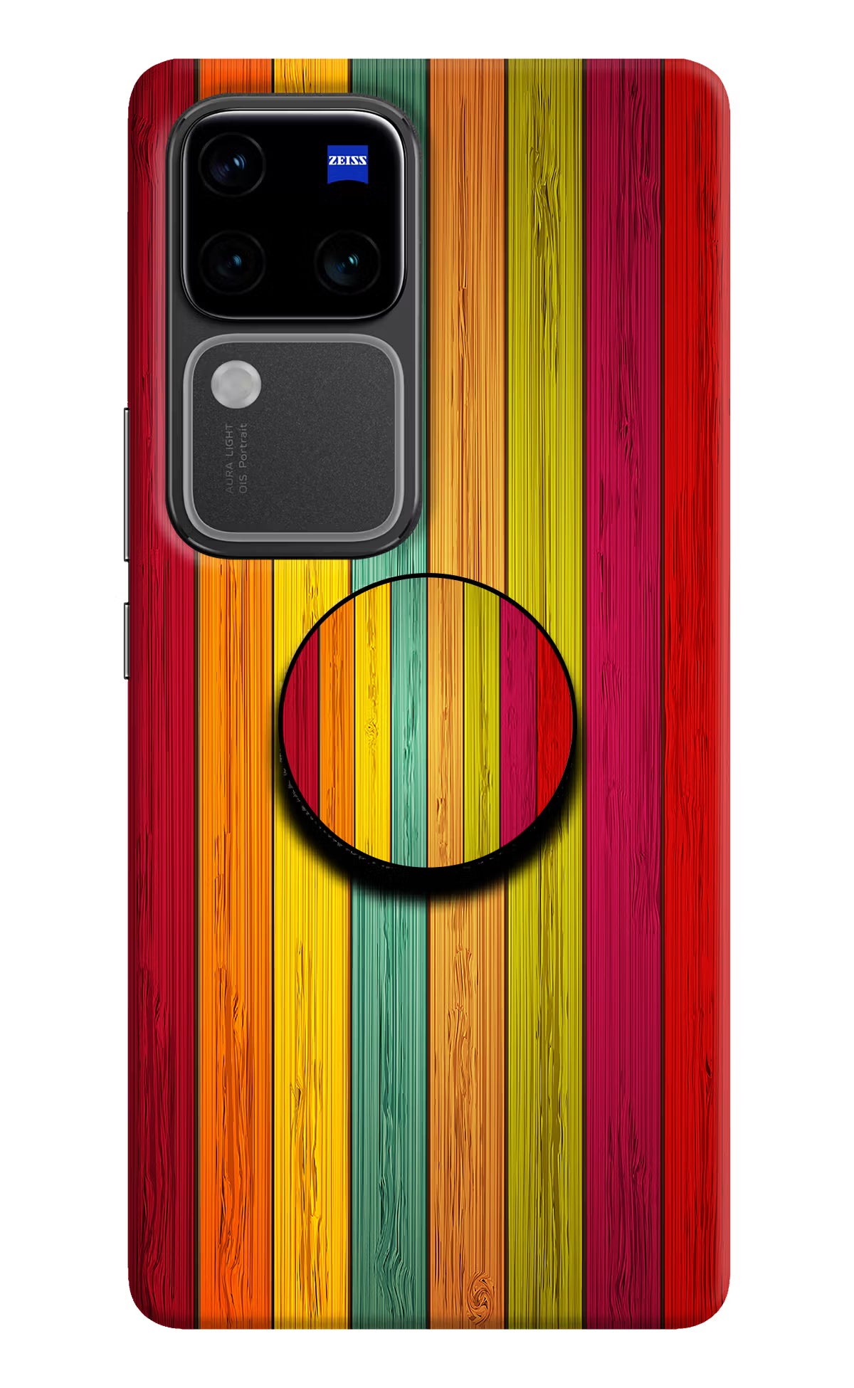 Multicolor Wooden Vivo V30 Pro 5G Pop Case by Casekaro