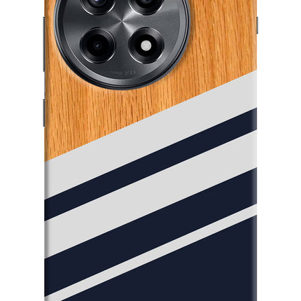 Blue and white wooden OnePlus 12R Hard Case Back Cover by Casekaro