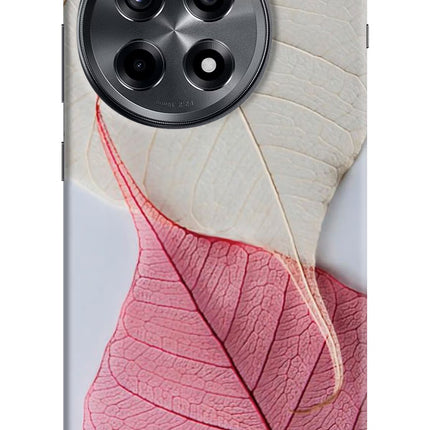 White Pink Leaf OnePlus 12R Hard Case Back Cover by Casekaro