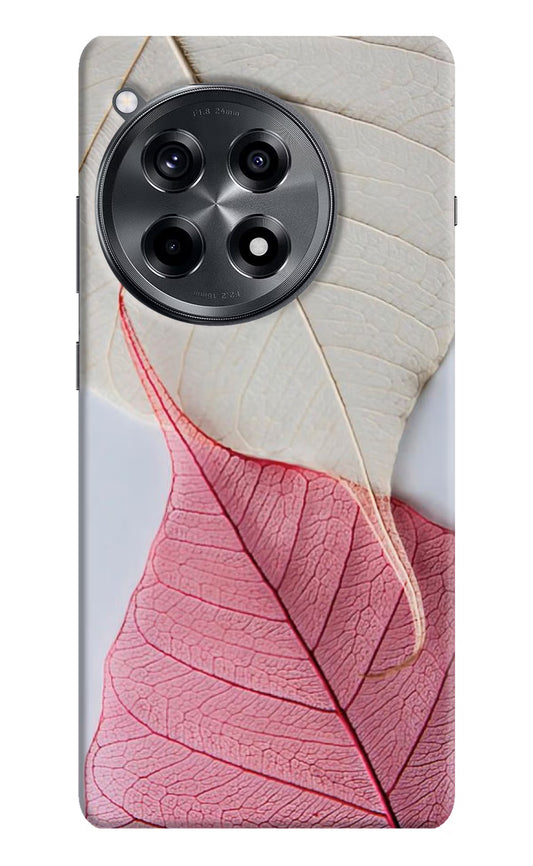 White Pink Leaf OnePlus 12R Hard Case Back Cover by Casekaro