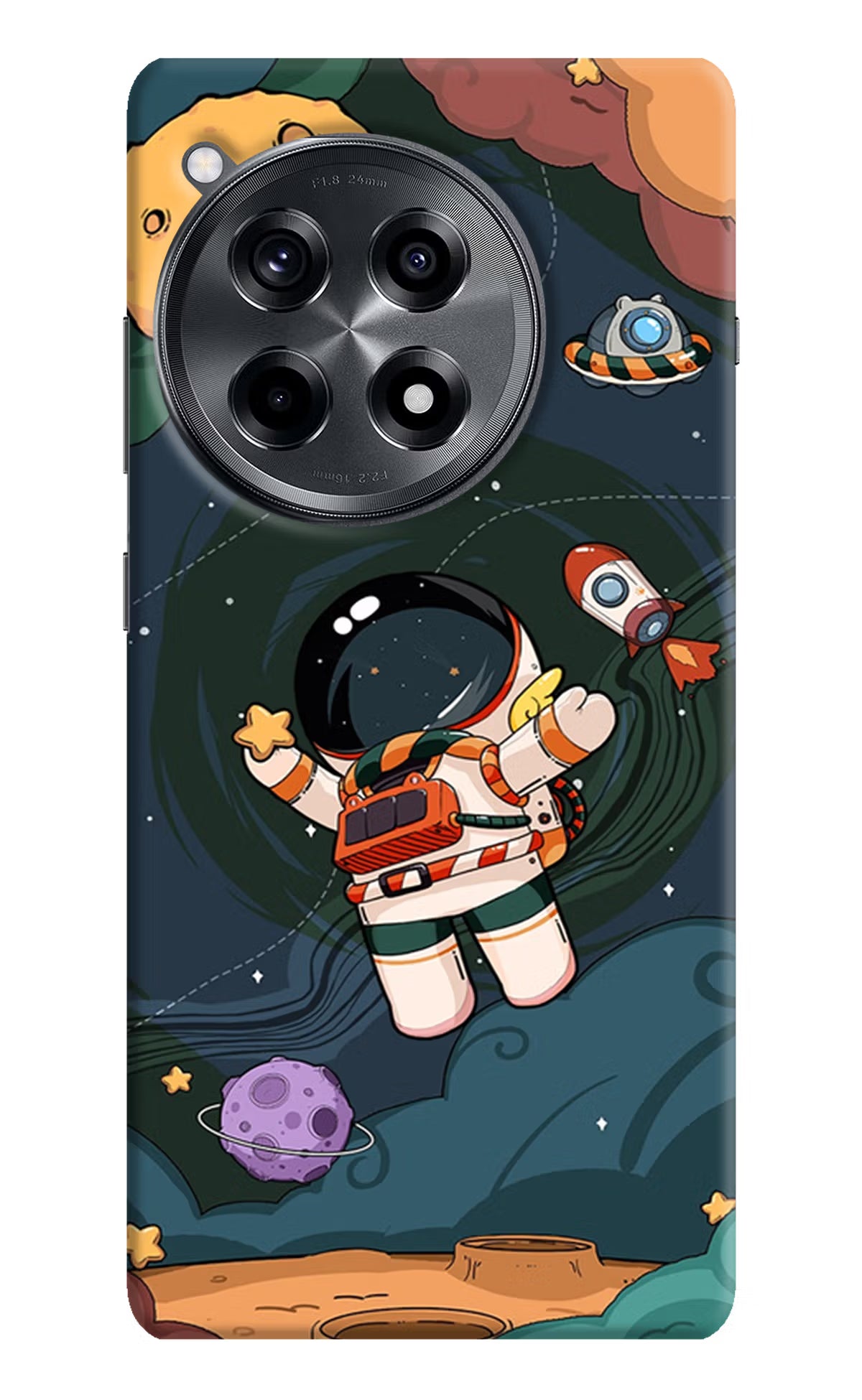 Cartoon Astronaut OnePlus 12R Hard Case Back Cover by Casekaro