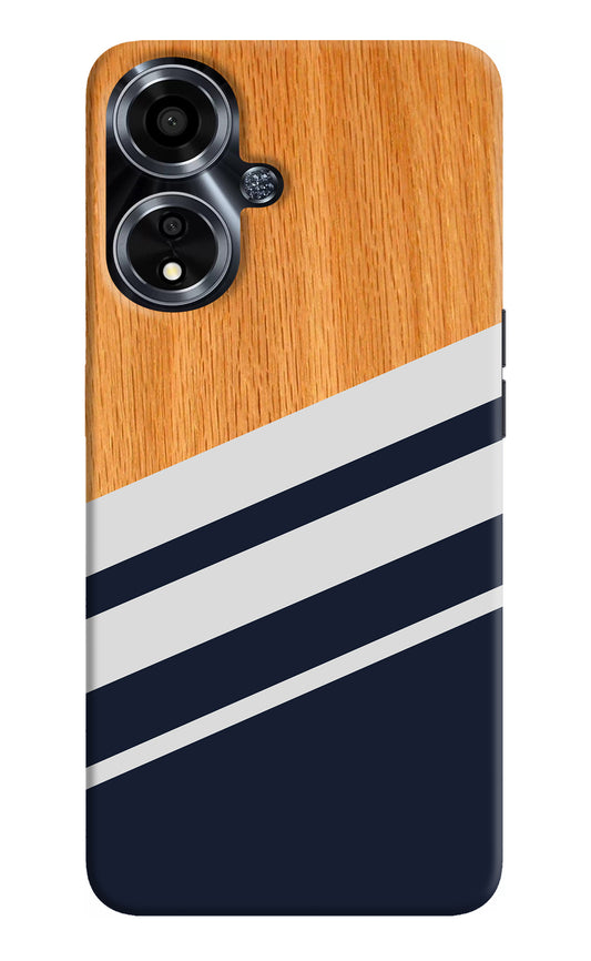 Blue and white wooden Oppo A59 5G Back Cover