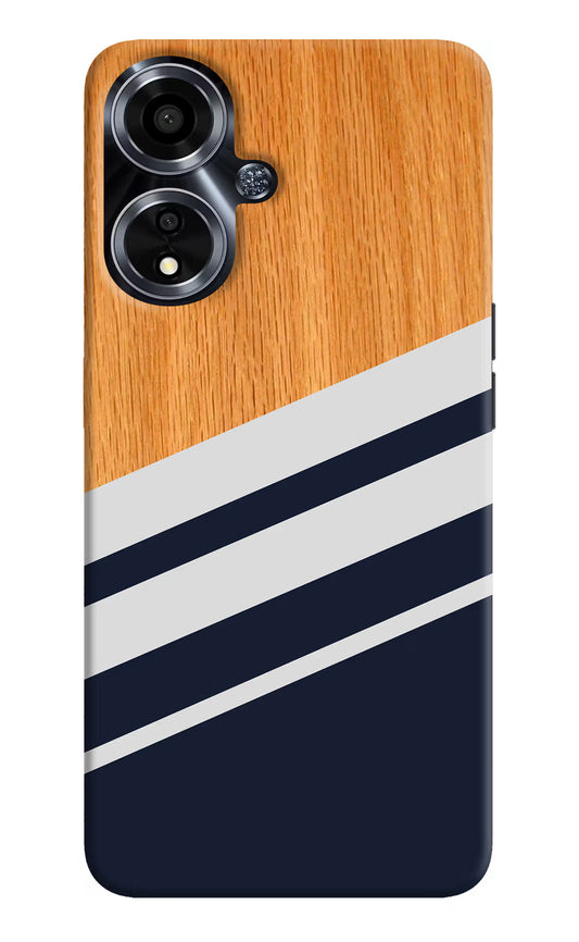 Blue and white wooden Oppo A59 5G Hard Case Back Cover by Casekaro