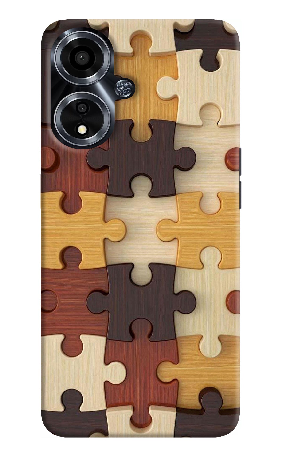 Wooden Puzzle Oppo A59 5G Back Cover