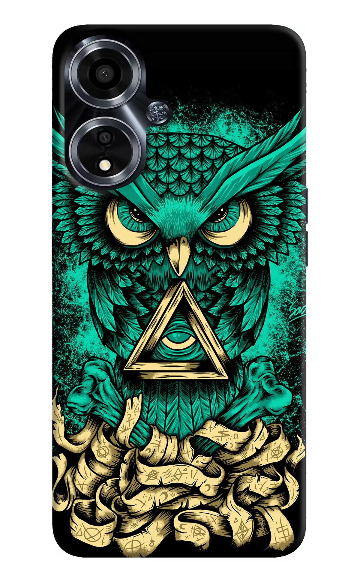 Green Owl Oppo A59 5G Hard Case Back Cover by Casekaro