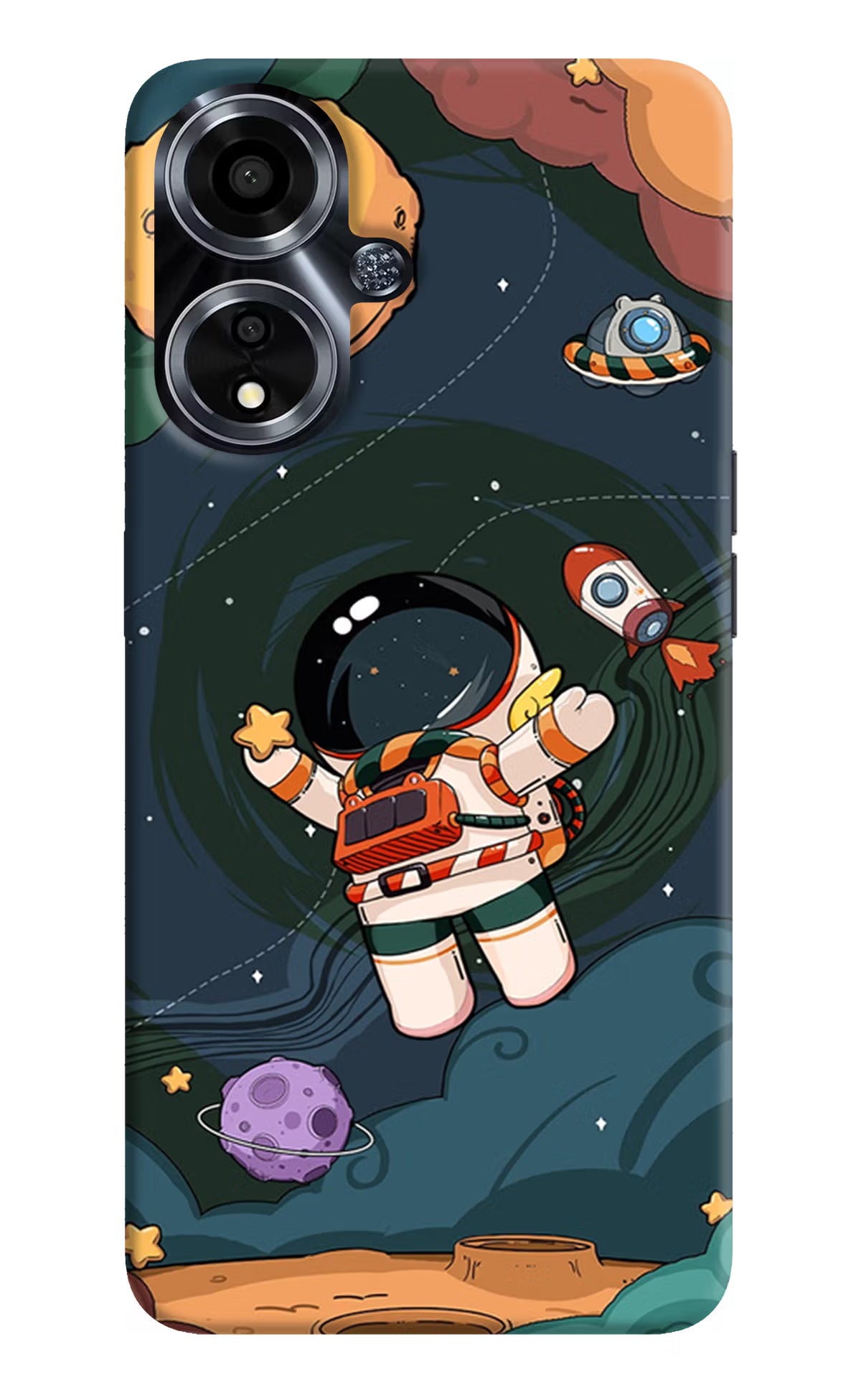 Cartoon Astronaut Oppo A59 5G Hard Case Back Cover by Casekaro