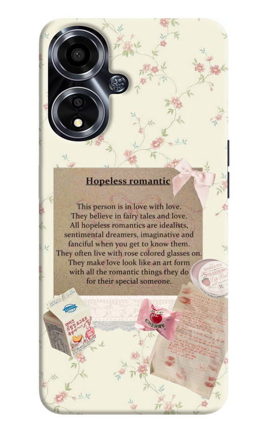 Hopeless Romantic Oppo A59 5G Hard Case Back Cover by Casekaro