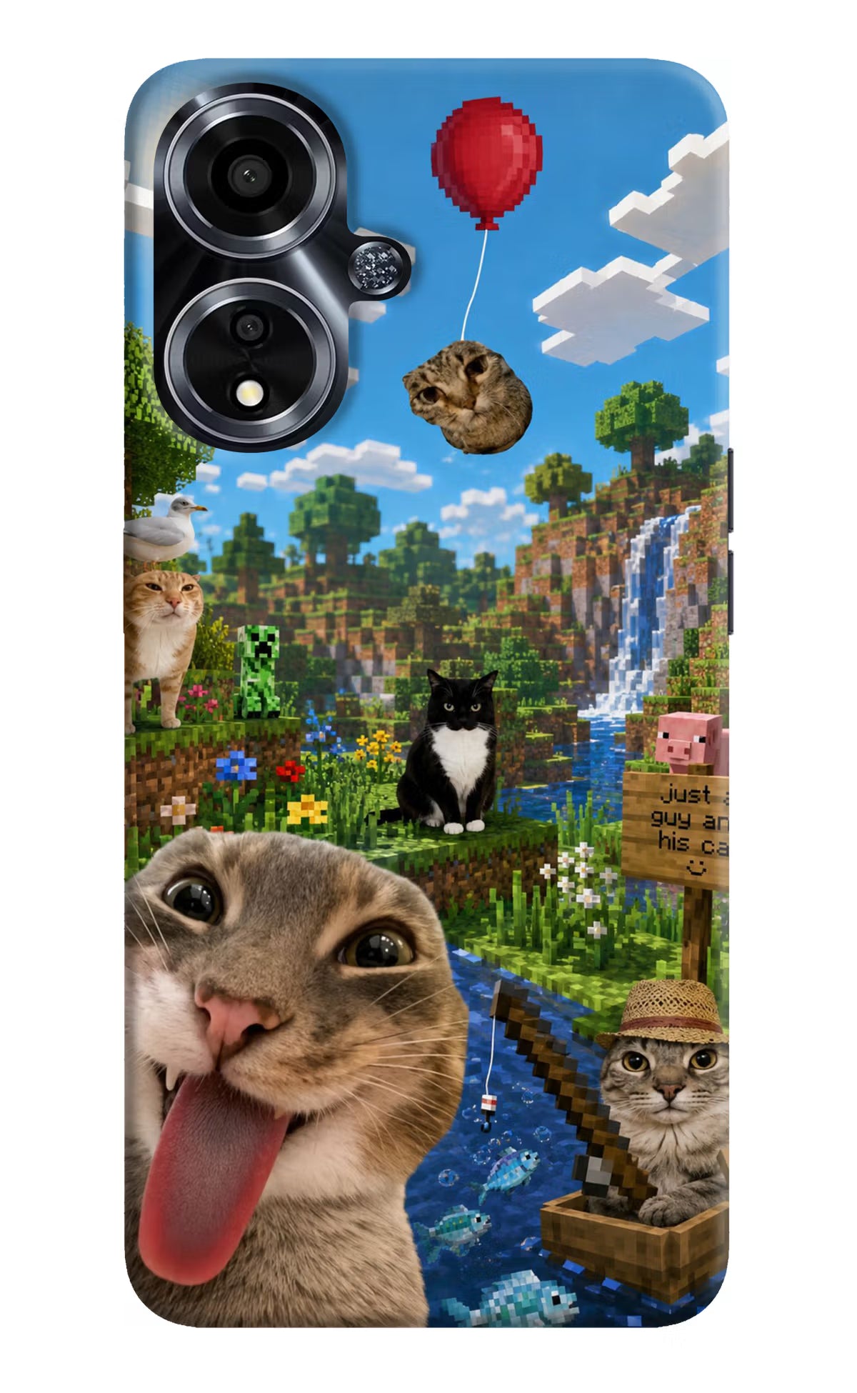Minecraft Cat Chaos Oppo A59 5G Back Cover
