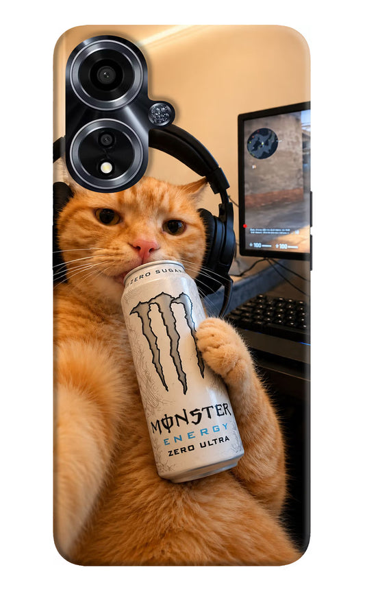 Gamer Cat Energy Oppo A59 5G Hard Case Back Cover by Casekaro